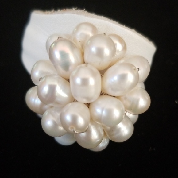 Freshwater Pearl and Leather Adjustable Ring - Picture 8 of 8